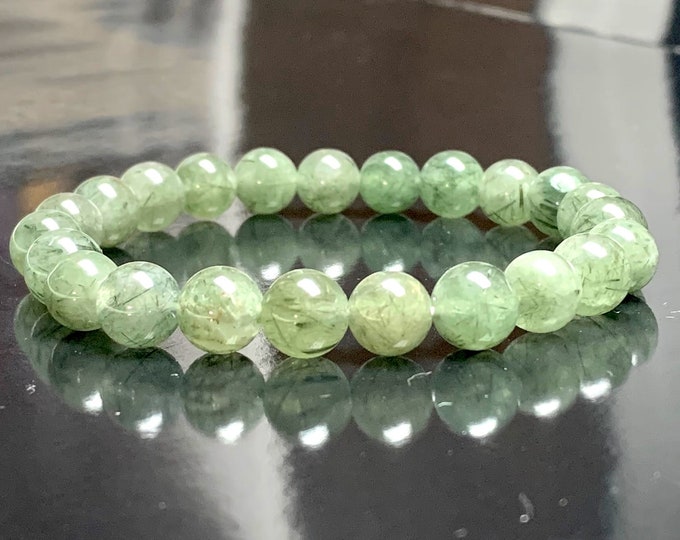 Green Rutilated quartz bracelet, stone bracelet, Master healer purification rejuvenation stone crystal, get well gift, Christmas gift