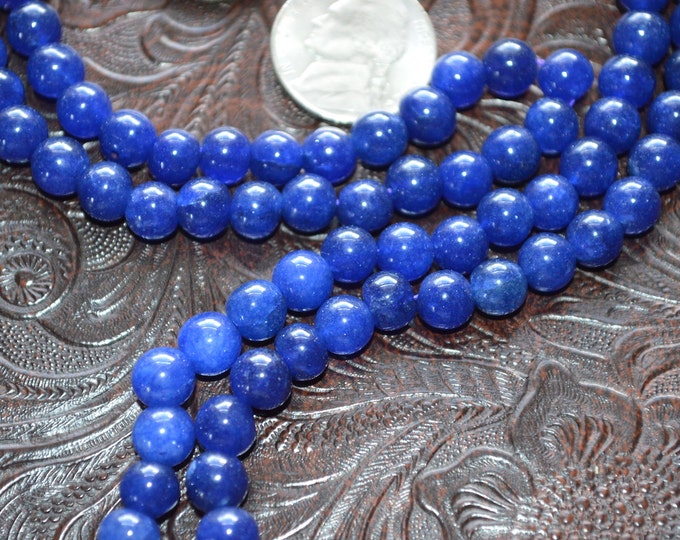 8mm Blue Agate Mala Bead Necklace Bracelet, Grade AA Dark Blue Agate, Stone Bead Bracelet, Mens Beaded Bracelet, Gemstone Stretch Bracelets