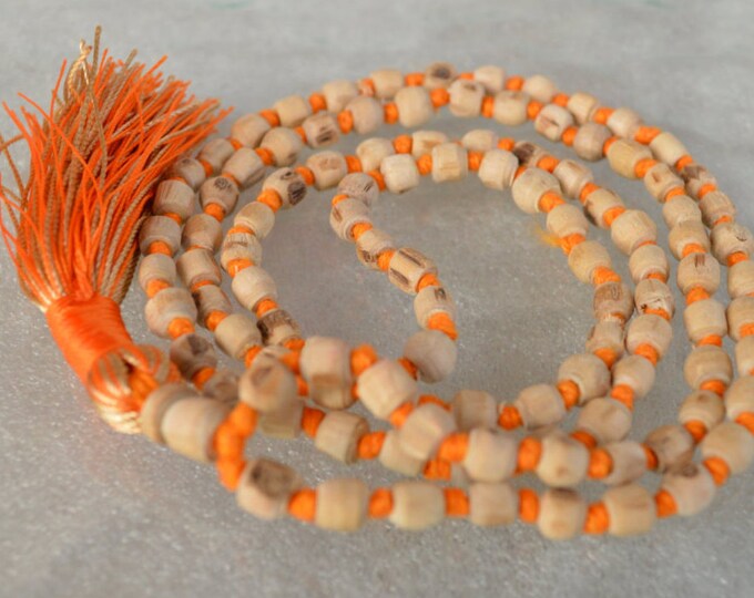 Tulsi Holy Basil 6mm Prayer Beads Hand Knotted Mala Necklace - Energized Karma Nirvana Meditation 108 Beads For Awakening Chakra Kundalini