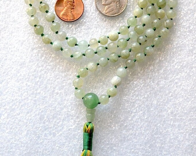 Heart Chakra Green Aventurine Knotted Necklace Aventurine Mala 108 Beads chakra healing crystals Unconditional love Understanding Openness