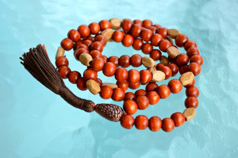 108 Wooden Dyed Handmade Mala Beads Necklace Blessed Karma Etsy