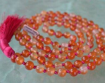 Orange Carnelian Mala Beads Carnelian Pendant Necklace Jewelry Creativity Wife Gift For Mom Sacral Chakra Healing Husband Gift For Men