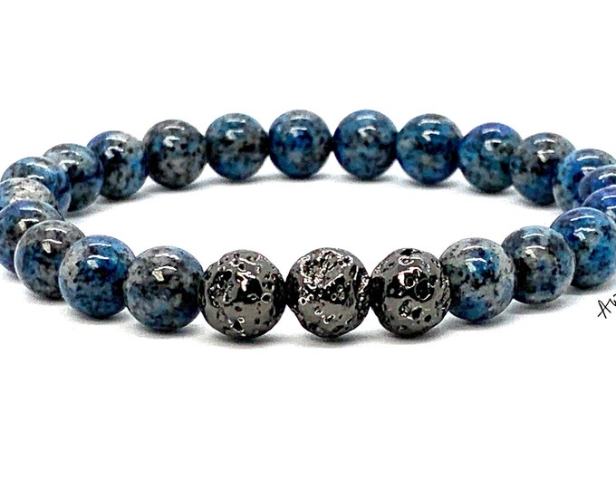 K2 Jasper stone Beaded Bracelets Azurite in Granite Jewelry Mens Gemstone Bracelet Boyfriend Gifts Mens Gifts for Women K2 BraceletChristmas