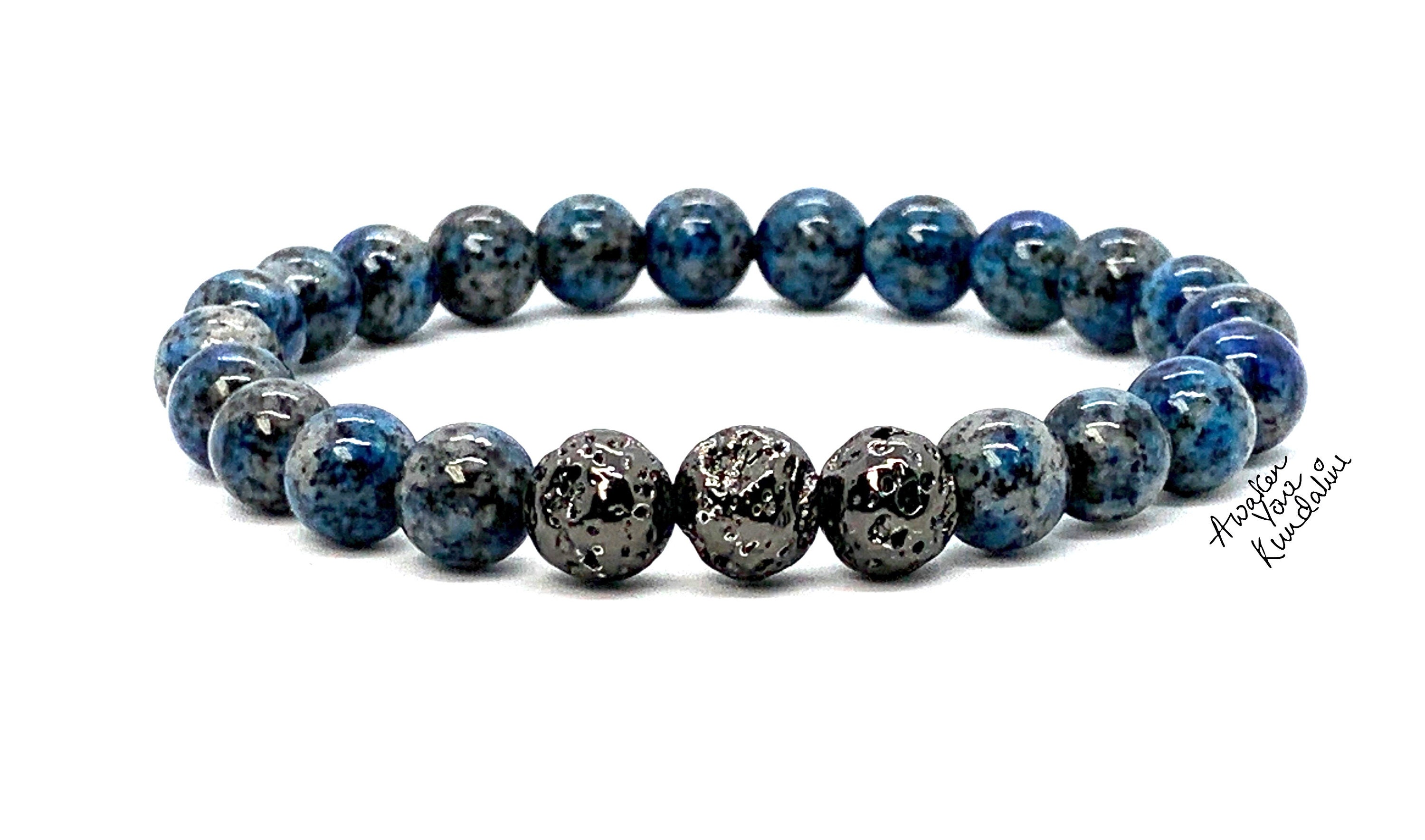 Amazon.com: MengPa Mens Beaded Bracelets Matte Lava Rock Volcanic Stone  Beads for Women Stretch Onyx Bracelet (Agate) US4543L: Clothing, Shoes &  Jewelry