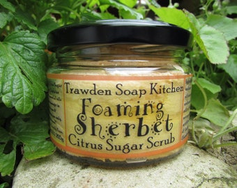 Foaming Sherbet. Citrus. Sugar Scrub. Mandarin and Lime, brown sugar scrub , Essential Oils, body polish, vegan