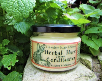 Herbal Hare Citrus Conditioner, Vegan hair care, Silicone free, Paraben Free, Cruelty Free, Trawden Soap kitichen