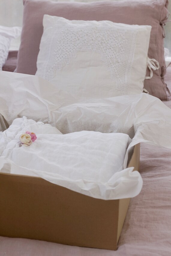 White Linen Duvet Cover With Ruffles Natural Linen Bedding Etsy