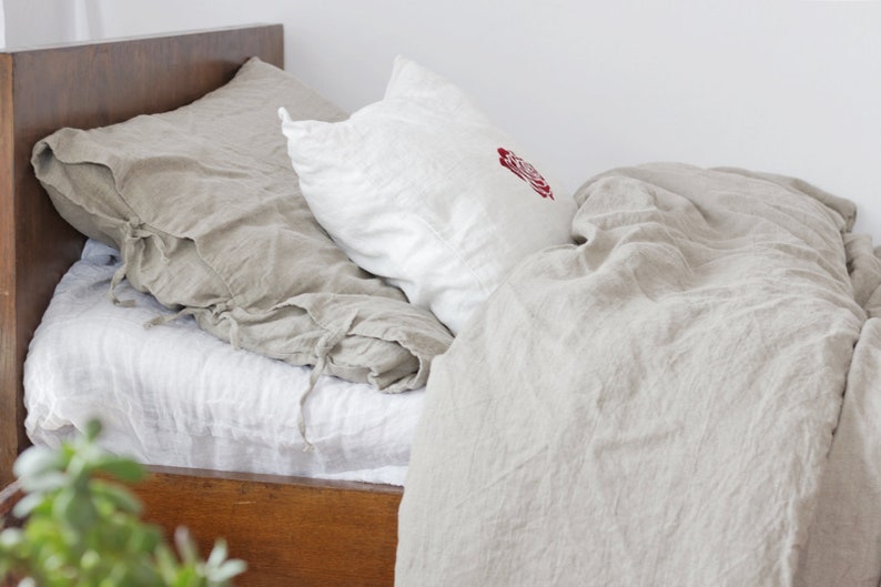 Natural Linen Duvet Cover Queen Size King Custom Farmhouse Decor