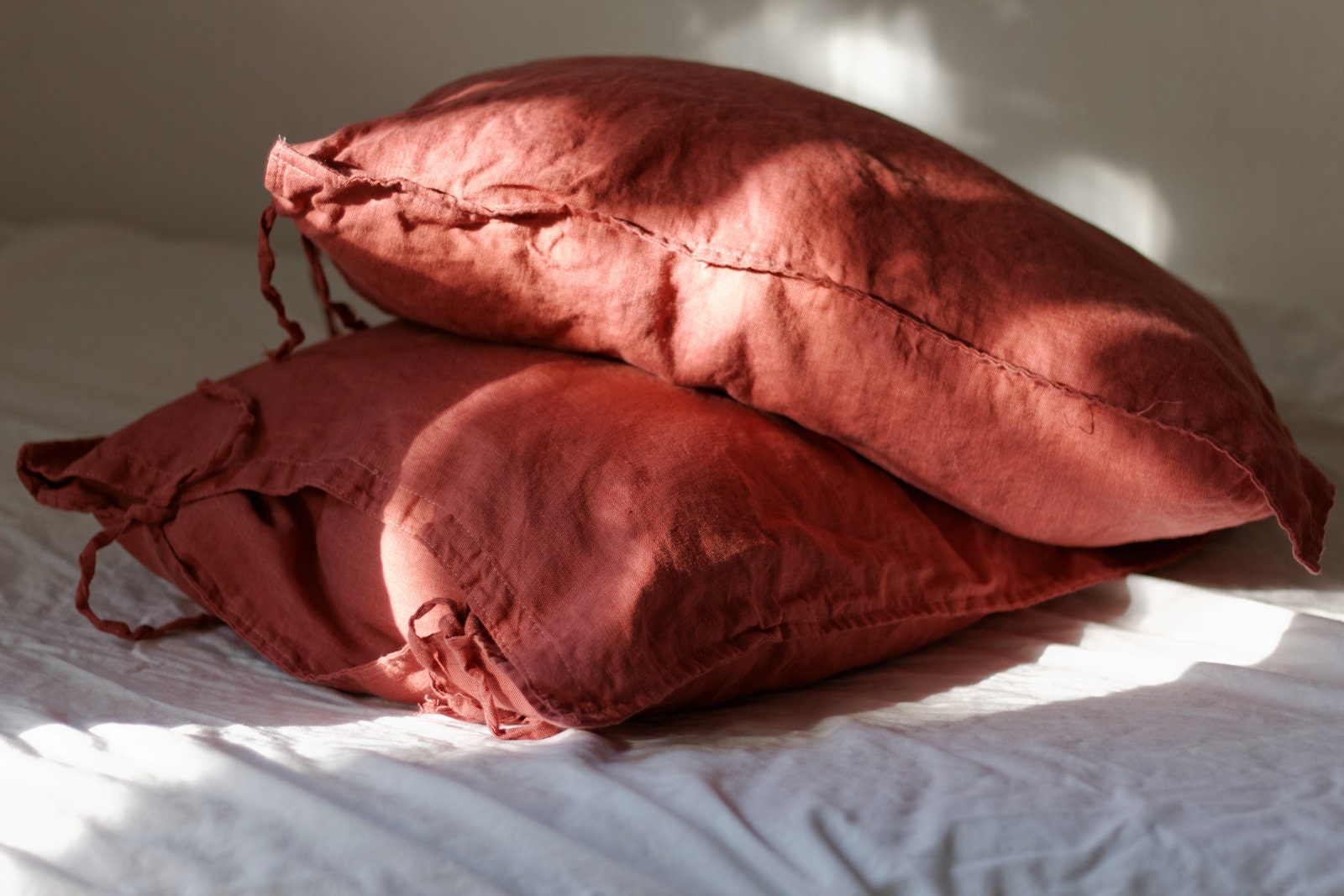Living Coral Linen Pillow Cases Pure Linen Pink Coral Color Etsy