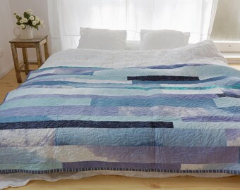 Handmade  Sea SIDE Quilt, Gift for Wife, Hand-Crafted Quilt, Coastal Chic, Boho Quilt, Wedding Gift, Size 71x79" inch (180x200 cm)