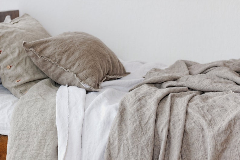 Natural Linen Duvet Cover Queen Size King Custom Farmhouse Decor