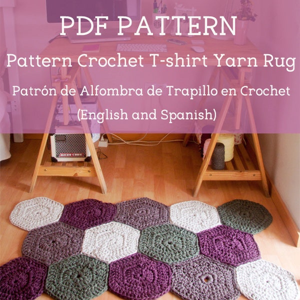 Patrón en PDF de Alfombra de Trapillo en Crochet. Inglés y Español