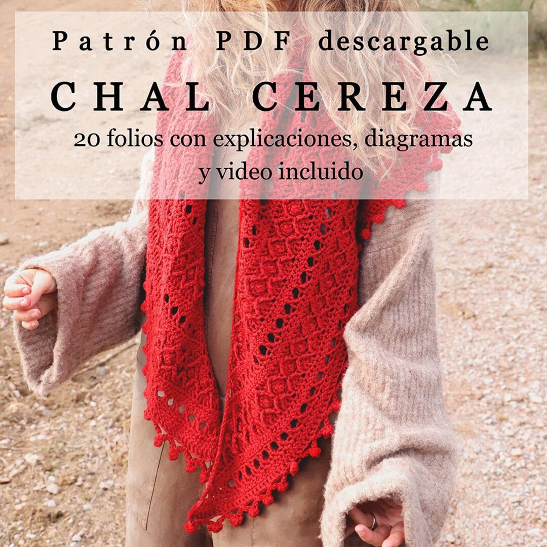 Patron pdf Chal Cereza. Crochet. 24 folios con diagramas - Etsy México Patron pdf Chal Cereza. Crochet. 24 folios con diagramas - Etsy México