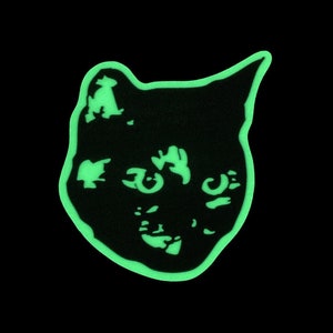 Nachleuchtender Schildpatt-Katzenaufkleber. Schwarze Katze. Vinyl-Kitty Aufkleber. Katze Laptop Sticker. Leucht-Katze. Lack Laptop Katze. Wasserflasche Cat