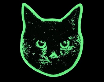 Glow-in-the-Dark Black Cat. Vinyl Kitty Sticker. Cat Laptop Sticker. Car Cat Sticker. Vinyl Cat. Water Bottle Sticker. Black Kitty Cat Art