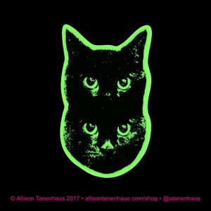 Glow-in-the-Dark Double Cat Sticker. Vinyl Kitty Sticker. Cat Laptop Sticker. Cat Car Sticker. Vinyl Laptop Cat. Water Bottle Cat. Black Cat