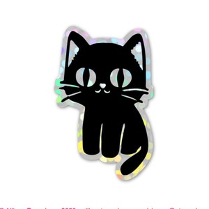 Glitter Black Cat. Vinyl Kitty Sticker. Cat Laptop Sticker. Car Cat Sticker. Vinyl Cat. Water Bottle Sticker. Glittery Rainbow Cat Art