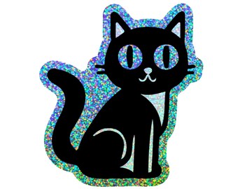 Glitter Black and White Cat. Vinyl Kitty Sticker. Cat Laptop Sticker. Car Cat Sticker. Vinyl Cat. Water Bottle Sticker. Tuxedo Tuxi Cat Art