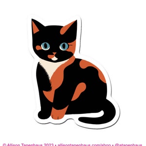 Midcentury Tortoiseshell Orange Cat Sticker. Vinyl Kitty Sticker. Cat Laptop Sticker. Calico Cat Art. Water Bottle Sticker. Vintage Cat Art