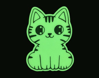 Glow-in-the-Dark Cute Cat. Vinyl Kitty Sticker. Cat Laptop Sticker. Car Cat Sticker. Vinyl Cat. Water Bottle Sticker. Glowing Cat Art