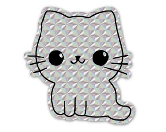 Prismatic Cat Drawing Sticker. Vinyl Kitty Sticker. Cat Laptop Sticker. Cat Car Sticker. Vinyl Laptop Cat. Waterbottle Cat. Cute Cat Art.