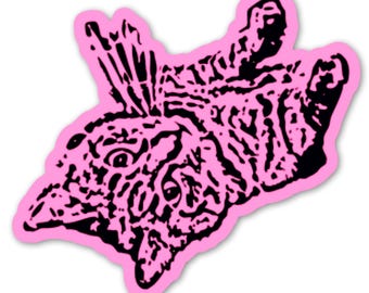 Pegatina de gato atigrado rosa. Pegatina de gato para portátil. Pegatina de gato para coche. Vinilo adhesivo de gato para portátil. Gato para botella de agua. Arte de gatito atigrado.