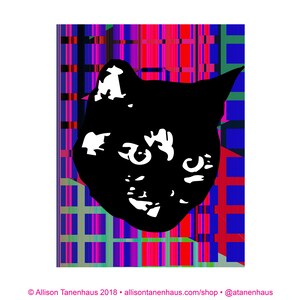 Glitch Grid • Cartão postal tartaruga/gato preto