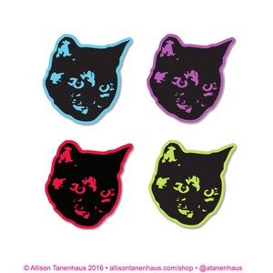 4 Tortoiseshell Black Cat Stickers • Rainbow Kitty Sticker. Cat Laptop Sticker. Cat Car Sticker. Vinyl Laptop Cat. Water Bottle Sticker.