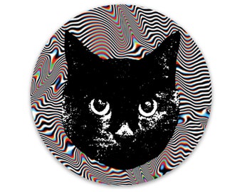 Rainbow Black Cat Sticker. Vinyl Kitty Sticker. Cat Laptop Sticker. Cat Car Sticker. Vinyl Laptop Cat Water Bottle Sticker Black Kitty Cat