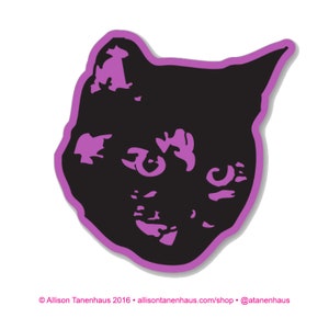 Purple Tortoiseshell Cat Sticker. Black Cat. Vinyl Kitty Sticker. Cat Laptop Sticker. Cat Car Sticker. Vinyl Laptop Cat Water Bottle Sticker