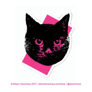 Hot Pink Black Cat Sticker. Vinyl Kitty Sticker. Cat Laptop Sticker. Cat Car Sticker. Vinyl Laptop Cat. Water Bottle Cat. Black Kitty Cat