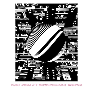 Circuit Sphere • Glitch Art Postcard