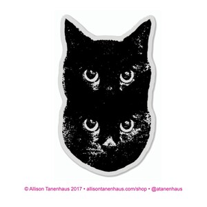 Clear Double Cat Sticker. Vinyl Kitty Sticker. Cat Laptop Sticker. Cat Car Sticker. Vinyl Laptop Cat. Water Bottle Sticker. Black Cat Art.