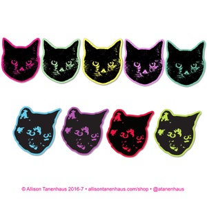 9 Schildpatt schwarze Katze Aufkleber • Regenbogen Kitty Aufkleber. Katze Laptop Sticker. Katze Autoaufkleber. Lack Laptop Katze. Wasserflasche Sticker