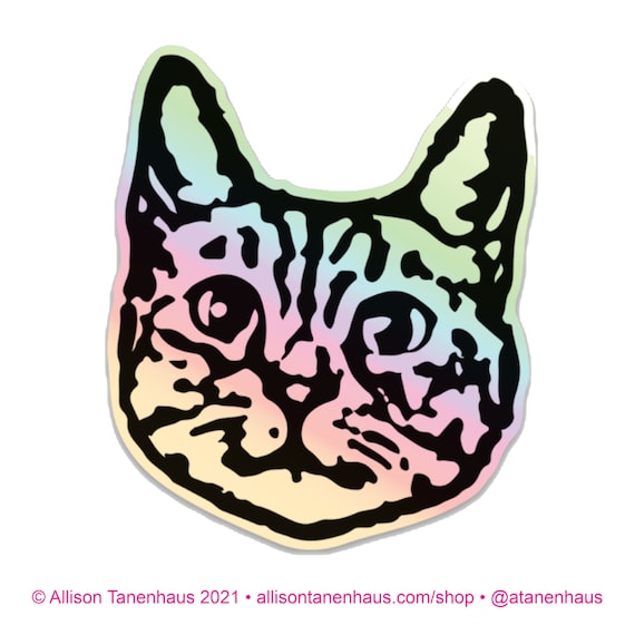 Rainbow Tabby Cat Sticker. Vinyl Kitty Sticker. Cat Laptop Sticker. Cat Car Sticker. Vinyl Laptop Cat. Water Bottle Cat. Tabby Kitty Cat Art