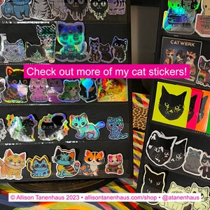 Prismatic Tabby Cat Sticker. Vinyl Kitty Sticker. Cat Laptop Sticker. Cat Car Sticker. Vinyl Laptop Cat. Waterbottle Cat. Tabby Kitty Art. image 4