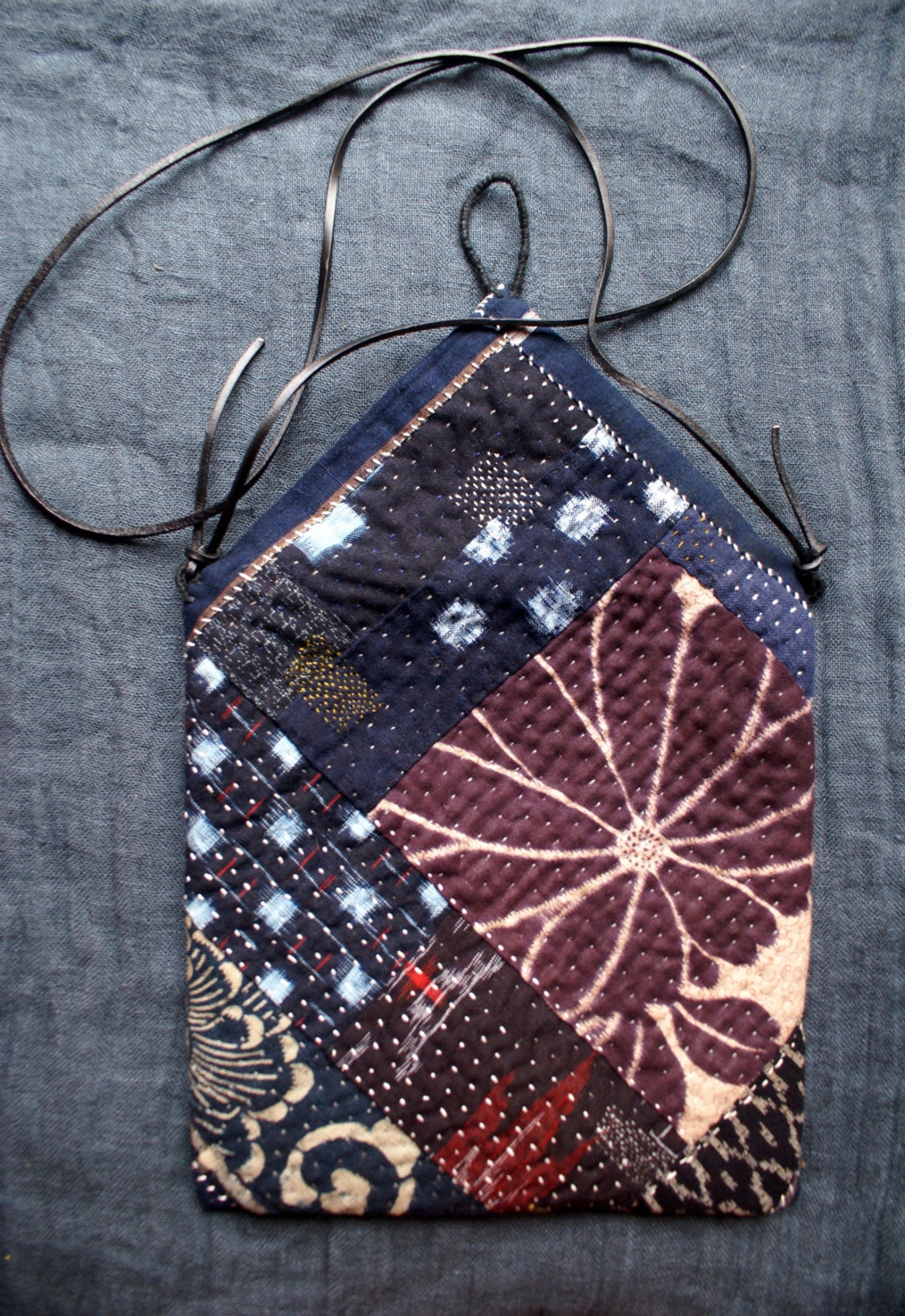 Boro / small bag in vintage Japanese kasuri katazome Etsy