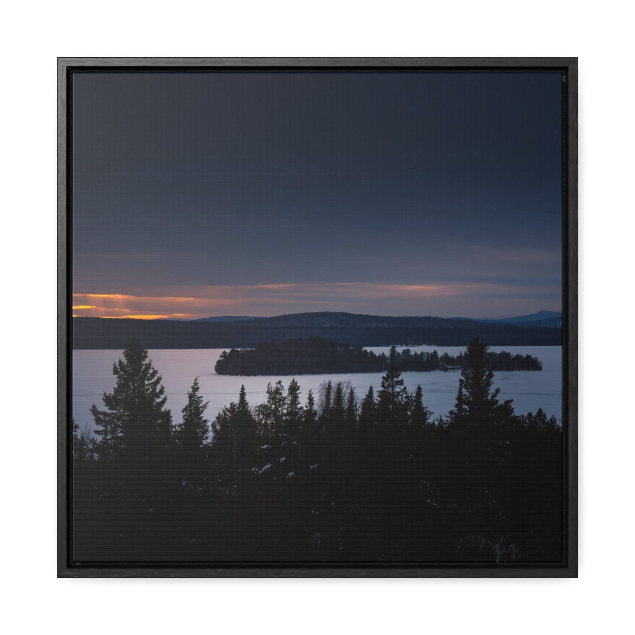 Rangeley Maine Winter Sunset Canvas Print, Lake Landscape Fine Art Photography