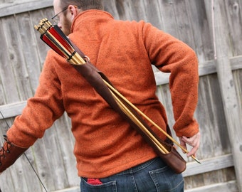 Brown Leather Quiver - Right side reverse draw