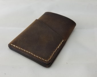 Schokolade braun Leder minimalistische Brieftasche; Braunes Leder
