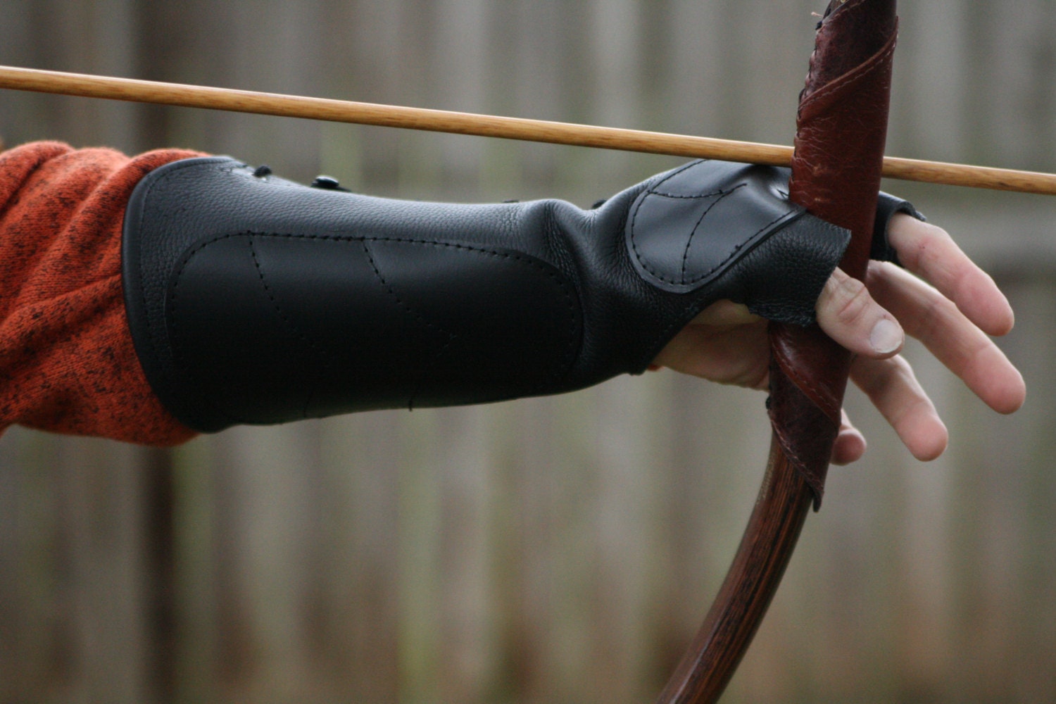 M/LG Black Leather Arm Guard & Bow Hand Shooting Glove Left Etsy