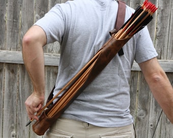 Brown Leather Quiver - Left side reverse draw