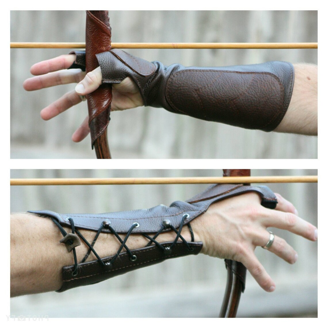 Woodland Brown Leather Arm Guard Bow Hand Shooting Glove Etsy