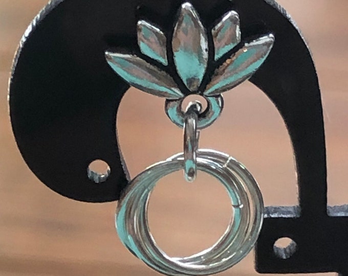 Sterling silver earring dangle, lotus flower posts, lotus flower earring posts, sterling silver interlocking ring earrings.