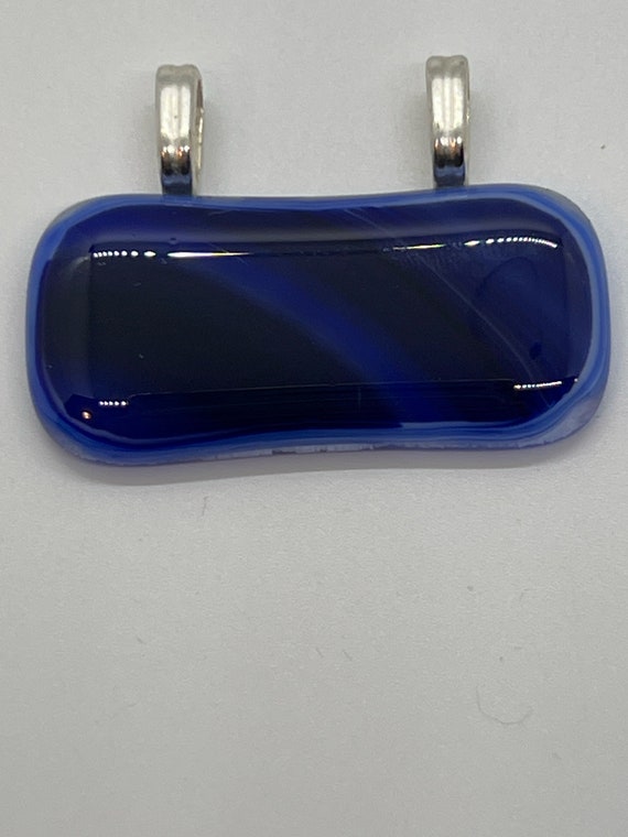 Blue glass pendant, blue pendant, large hole slide pendant, statement pendant,