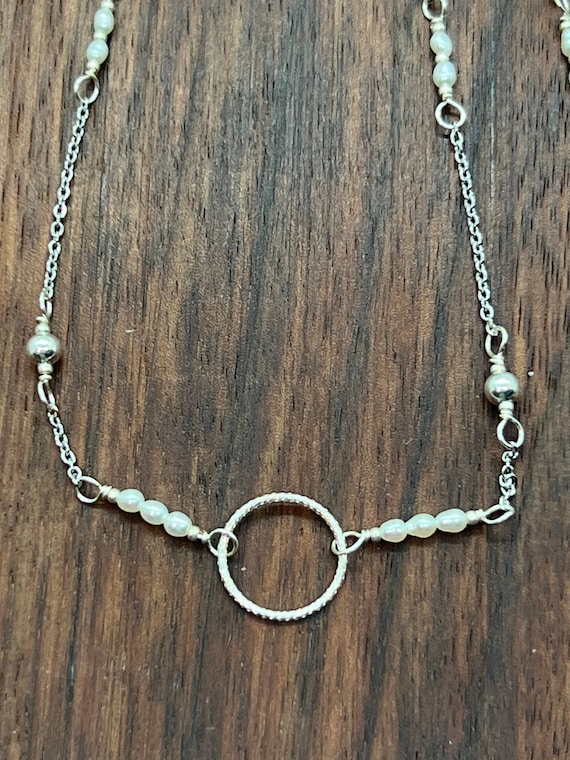 Wrap pearl bracelet, pearl bracelet, rice pearls with silver chain wrap bracelet