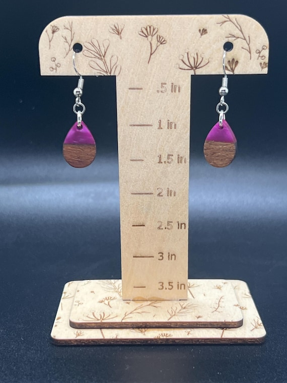 Teal Wood and Resin Earrings - Boho Chic Teardrop Jewelry