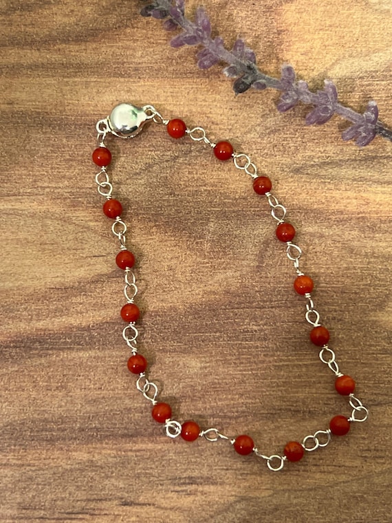Red coral beaded bracelet,  transformation stone beaded bracelet, semiprecious stone beaded bracelet, boho healing bracelet
