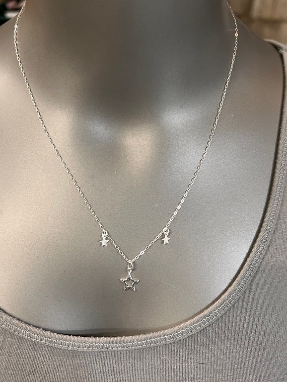 Star necklace, sterling silver necklace, celestial jewelry, celestial star necklace, star pendants, dangle star necklace