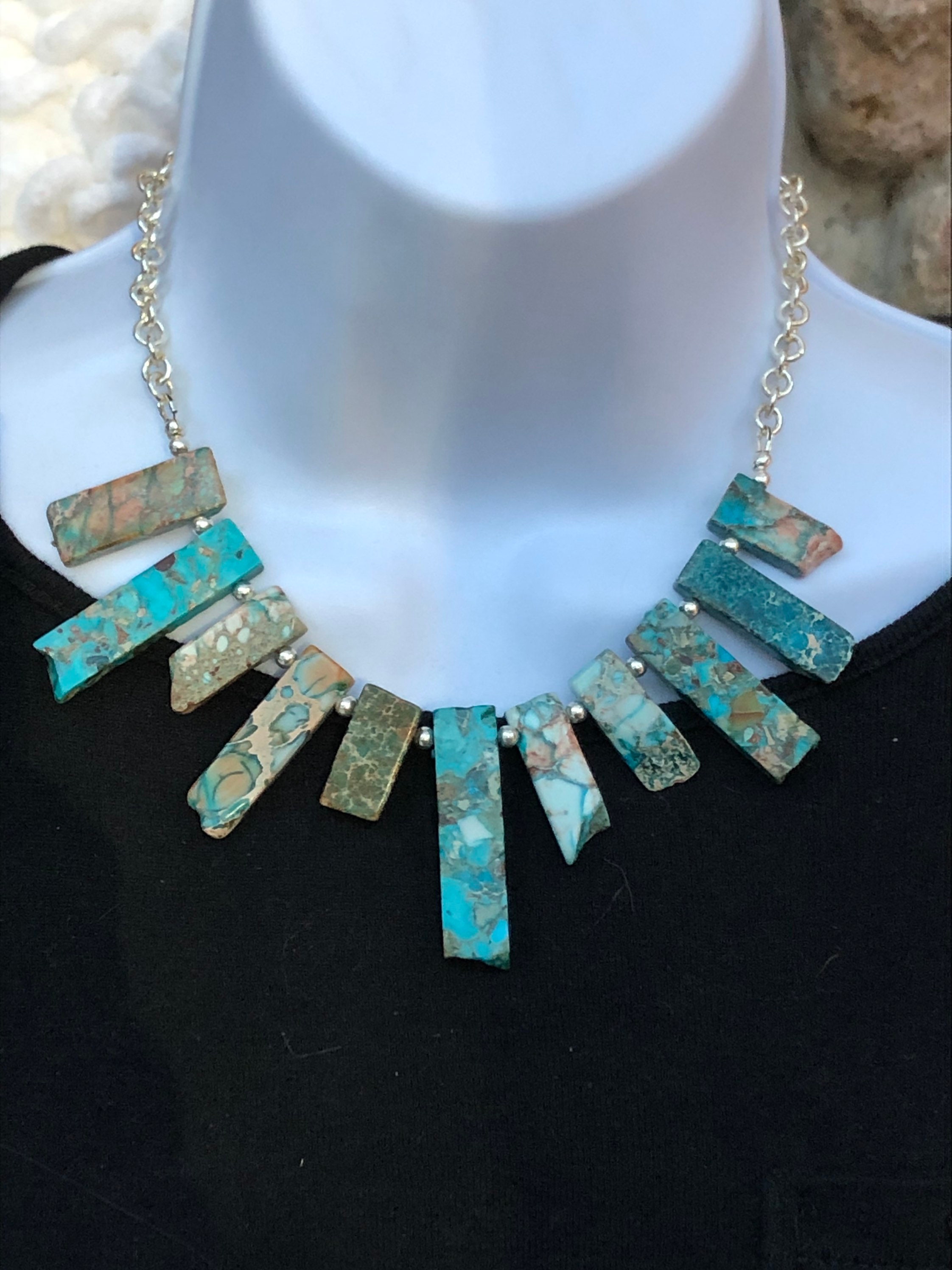 Turquoise Gold Accent Up and Down Necklace – Devon Leigh Jewelry